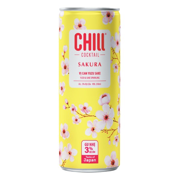 Nước Trái Cây Lên Men Chill Cocktail Sakura Vị Cam Yuzu Sake Lon 250Ml