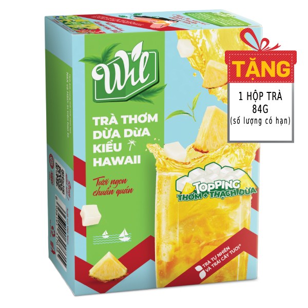 Trà Hòa Tan Wil Thơm Dừa Dừa Kiểu Hawaii Hộp 220G