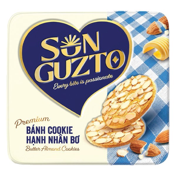 Bánh Cookie Guzto Hạnh Nhân Bơ Sun Hộp 180G