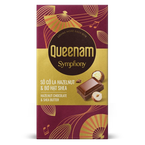 Socola Queenam Hạt Phỉ Và Bơ Hạt Shea Thanh 80G