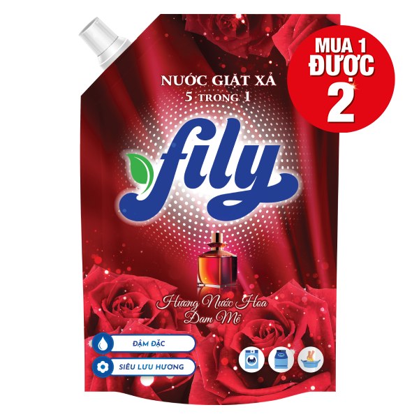 Nước Giặt Xả Fily 5in1 Hương Nước Hoa Đam Mê Túi 3.6Kg