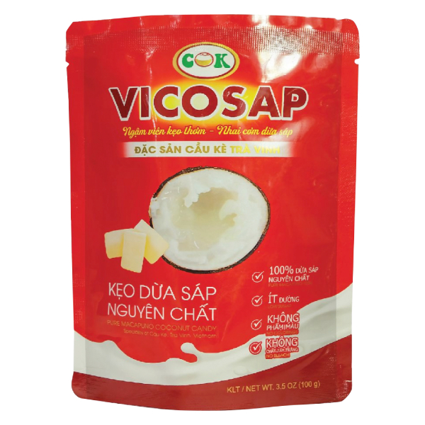 Kẹo Dừa Sáp Vicosap Vị Nguyên Chất Gói 100G