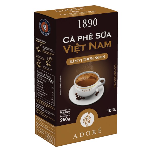 Cà Phê Sữa Adore Vị Việt Nam Hộp 10 Gói*25G