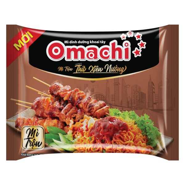 Mì Omachi Trộn Thịt Xiên Nướng Gói 90G