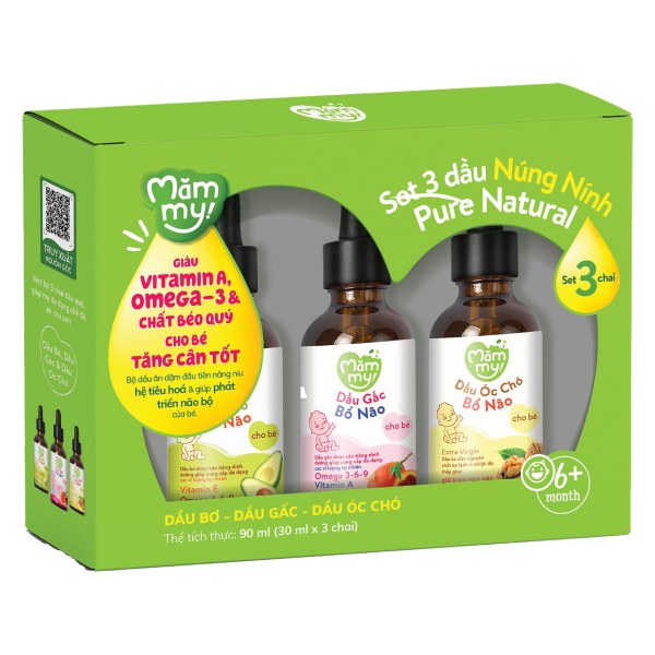 Set 3 Dầu Mămmy Bơ Gấc Óc Chó Chai 30Ml