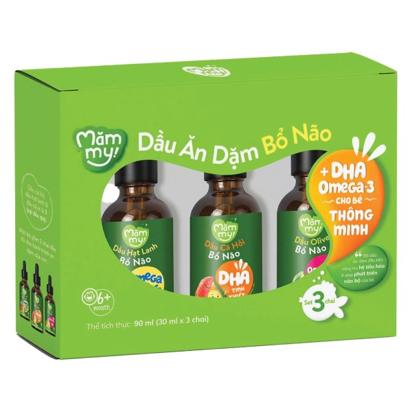 Set 3 Dầu Mămmy Hạt Lanh Cá Hồi Olive Chai 30Ml
