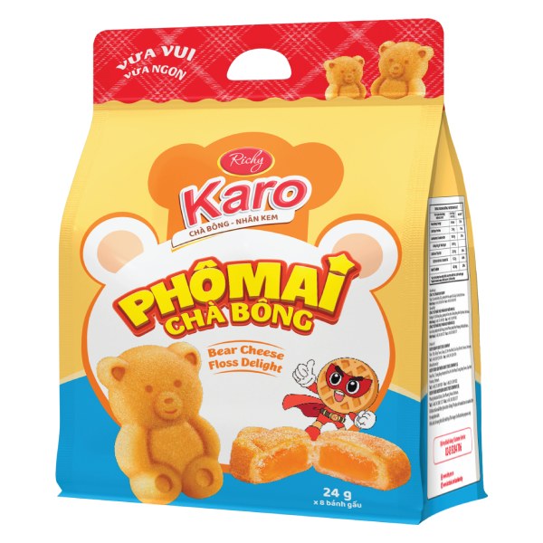 Bánh Richy Karo Gấu Phô Mai Chà Bông Túi 192G