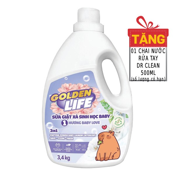 Sữa Giặt Xả Sinh Học Golden Life Baby Love Bình 3.4Kg