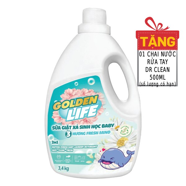 Sữa Giặt Xả Sinh Học Golden Life Fresh Mind Bình 3.4Kg