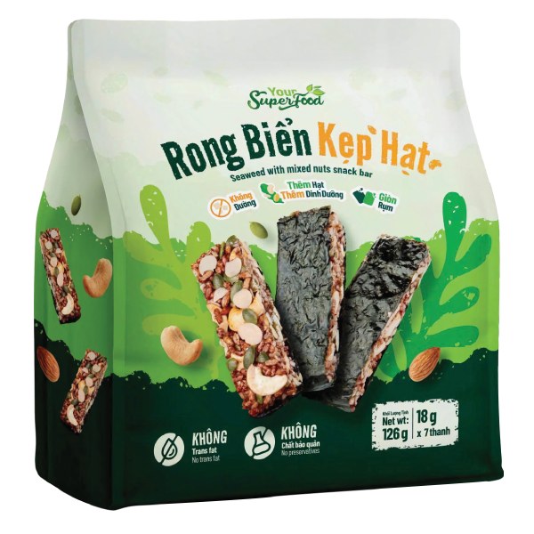 Bánh Rong Biển Kẹp Hạt Your Superfood Túi 126G
