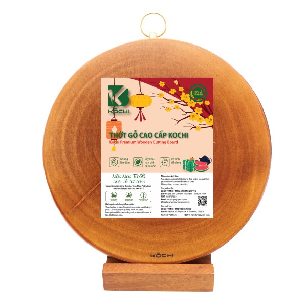 Thớt Gỗ Xà Cừ Kochi Tròn 28*2.5Cm