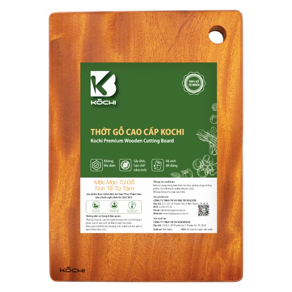 Thớt Chữ Nhật Gỗ Xà Cừ Kochi 23*32*2.3Cm