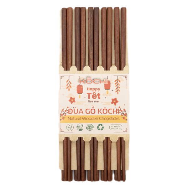 Bộ 10 Đôi Đũa Kochi Gỗ Cẩm Hồng Kiểu Nhật