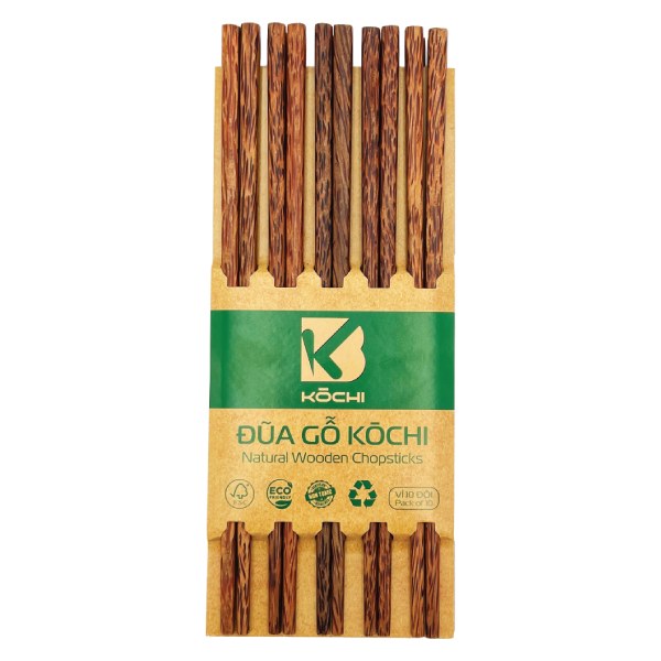 Bộ 10 Đôi Đũa Kochi Gỗ Dừa Cao Cấp