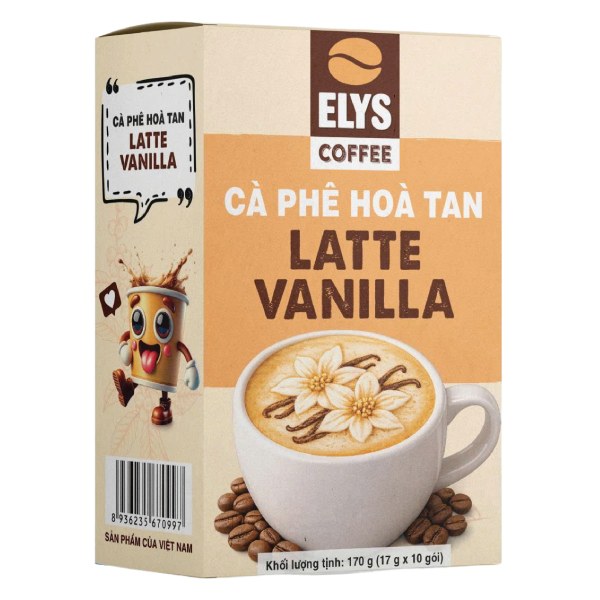 Cà Phê 3IN1 Elys Latte Vanilla Hộp 10 Gói 17G