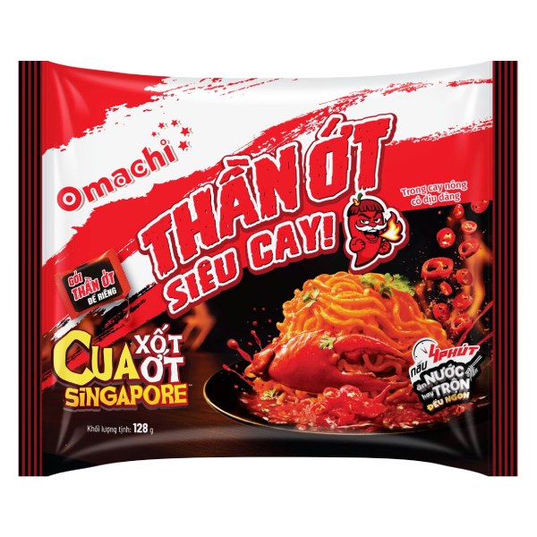 Mì Omachi Thần Ớt Cua Xốt Ớt Gói 128G