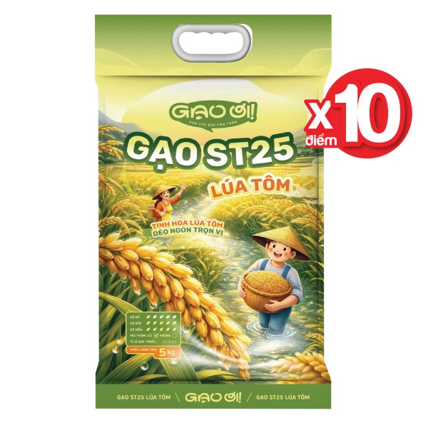Gạo ST25 Lúa Tôm Gạo Ơi Túi 5Kg