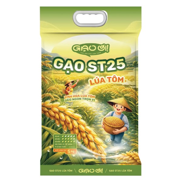 Gạo ST25 Lúa Tôm Gạo Ơi Túi 5Kg