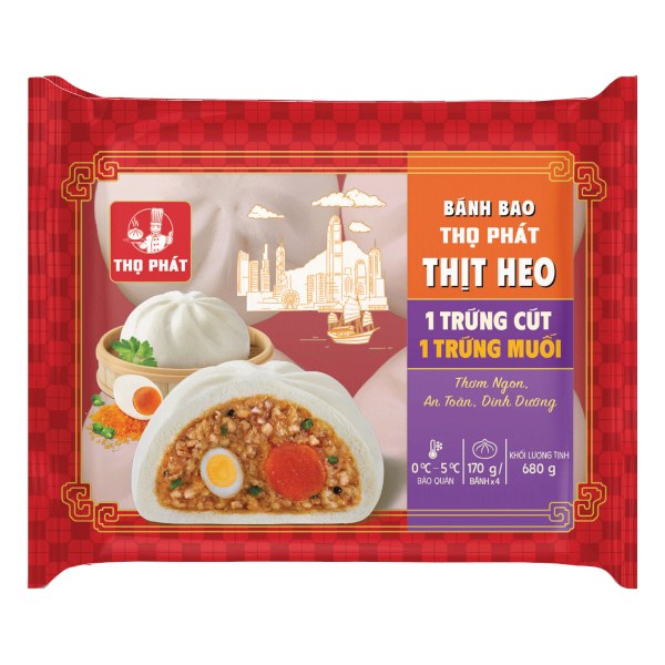 Bánh Bao Thọ Phát Nhân Thịt Heo 1 Trứng Cút 1 Trứng Muối 680G