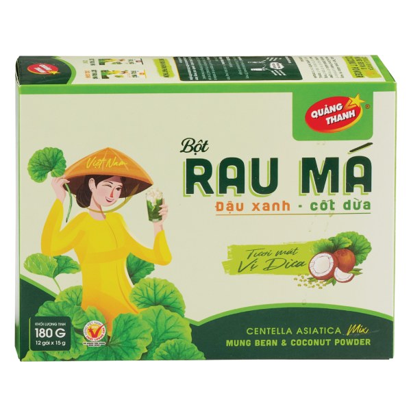 Bột Rau Má Đậu Xanh Cốt Dừa Quảng Thanh Hộp 12 Gói*15G