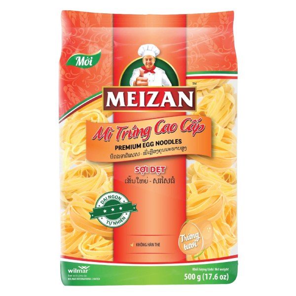 Mì Trứng Cao Cấp Meizan Sợi Dẹp Gói 500G