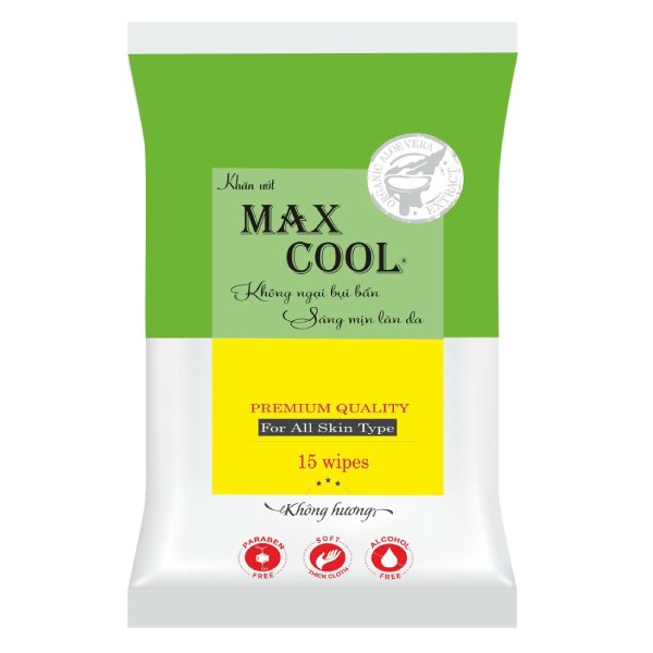Khăn Ướt Max Cool Không Mùi Gói 15 Miếng