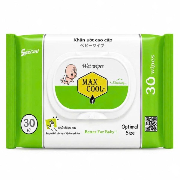 Khăn Ướt Max Cool Không Mùi Gói 30 Tờ
