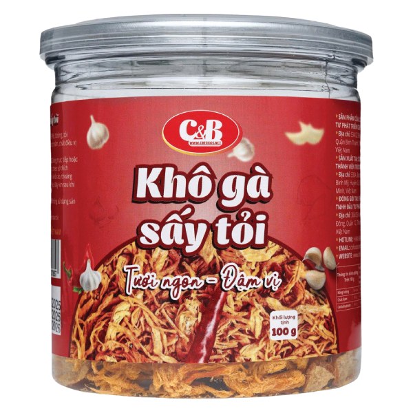 Khô Gà Sấy Tỏi C&B Hũ 100G