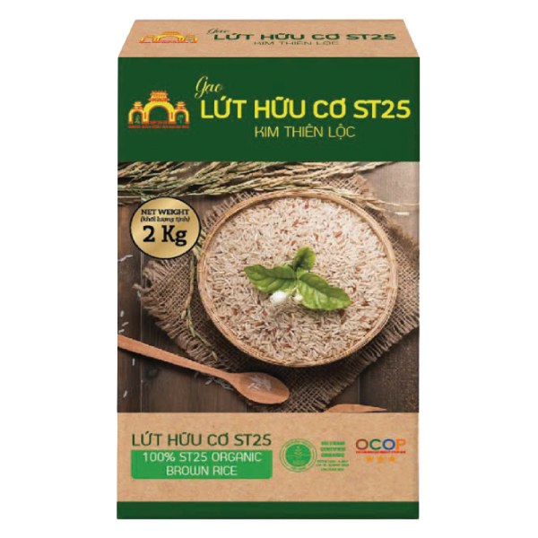 Gạo Lứt ST25 Hữu Cơ Kim Thiên Lộc Hộp 2Kg