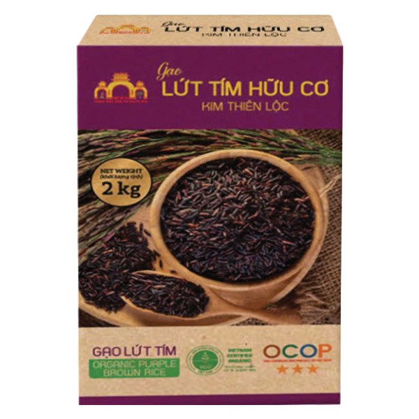 Gạo Lứt Tím Hữu Cơ Kim Thiên Lộc Hộp 2Kg