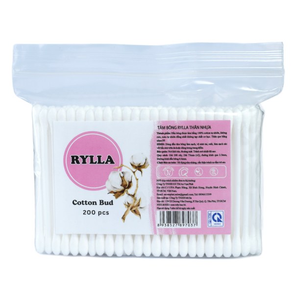 Tăm Bông Rylla Thân Nhựa Gói 200 Cây