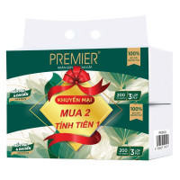 (Only Emartmall) Lô 1+1 Khăn Giấy Lụa Premier VinaTissue 200 Tờ 3 Lớp