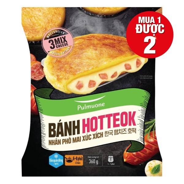 Bánh Hotteok Pulmuone Nhân Phô Mai Xúc Xích 360G