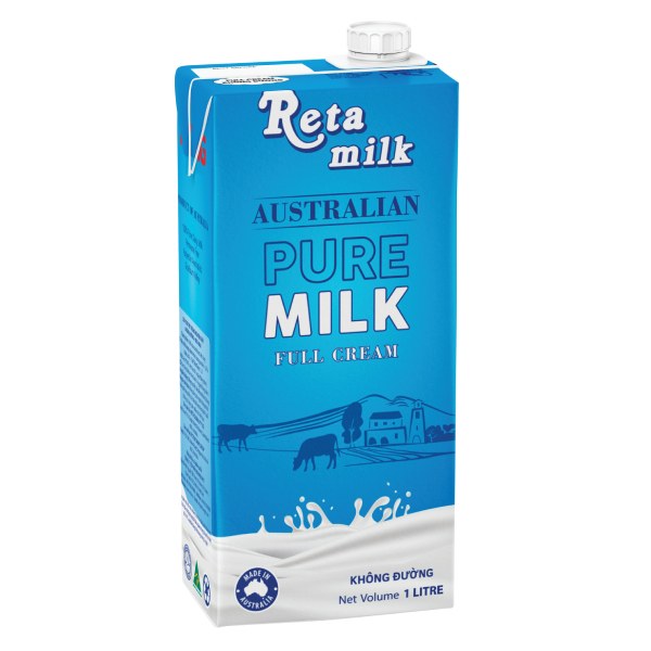 Sữa Tươi Tiệt Trùng Nguyên Chất Reta Milk Không Đường 1L