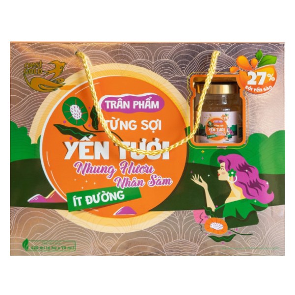 Hộp 6 Nước Yến Nest Gold Nhung Hương Nhân Sâm 70Ml