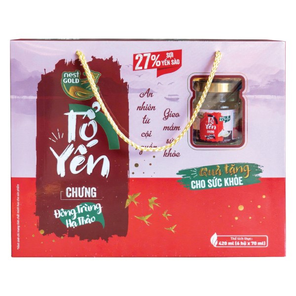 Hộp 6 Nước Yến Nest Gold Đông Trùng Hạ Thảo 27% 70Ml