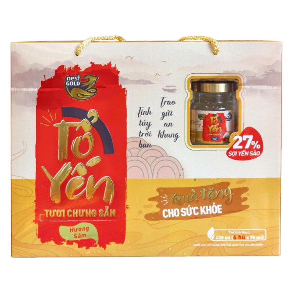 Hộp 6 Nước Yến Nest Gold Hồng Sâm 27% 70Ml