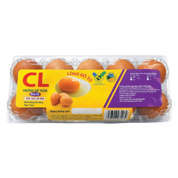 Hộp 10 Trứng Gà Tươi CL Size XL