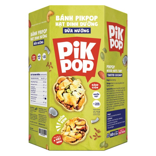 Bánh Hạt Dinh Dưỡng Pikpop Dừa Nướng Hộp 60G