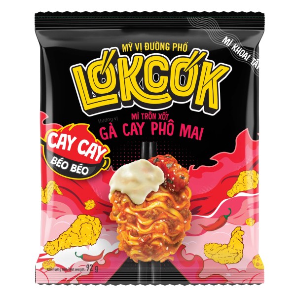 Mì Trộn Lokcok Gà Cay Phô Mai Gói 92G