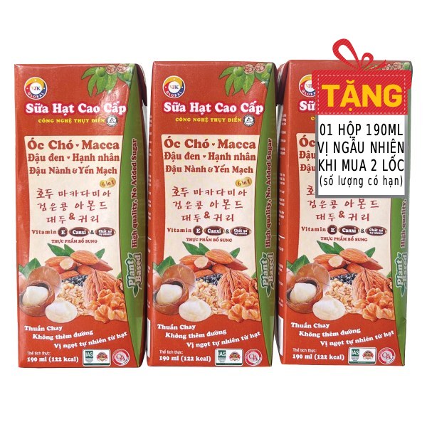 Lốc 3 Sữa Hạt Cao Cấp 6 Loại Hạt Global Không Thêm Đường Hộp 190Ml
