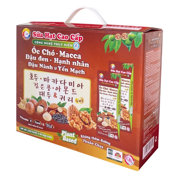 Sữa Hạt Cao Cấp 6 Loại Hạt Global Không Thêm Đường Thùng 9 Hộp 190Ml