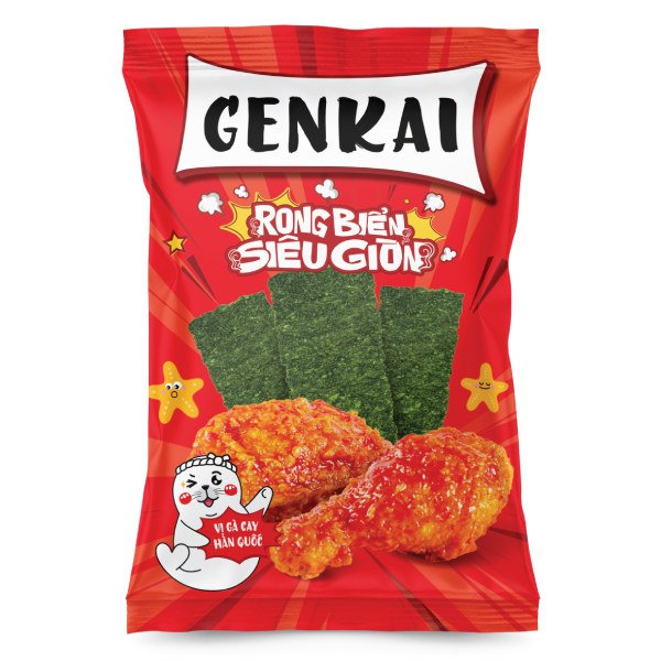 Rong Biển Genkai Siêu Giòn Vị Gà Cay Hàn Quốc Gói 14G