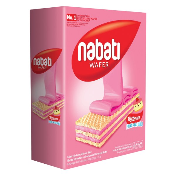 Bánh Xốp Nabati Kem Phô Mai Dâu Hộp 300G