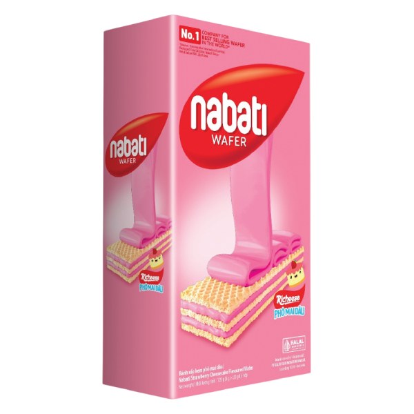 Bánh Xốp Nabati Kem Phô Mai Dâu Hộp 120G