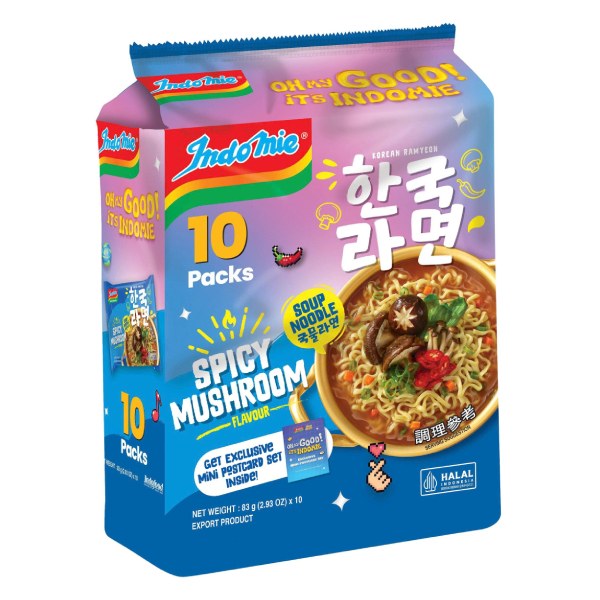 Lốc 10 Mì Indomie Korean Nấm Cay Gói 83G