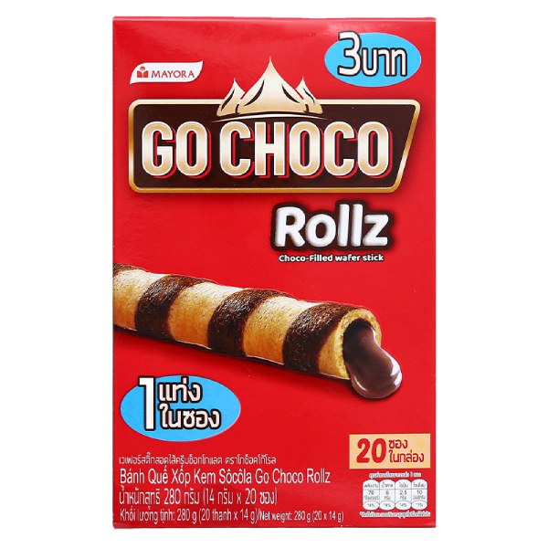 Bánh Quế Xốp Go Choco Rollz Socola Hộp 280G