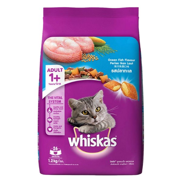 Thức Ăn Mèo Trưởng Thành Whiskas Vị Cá Biển Túi 1.2Kg