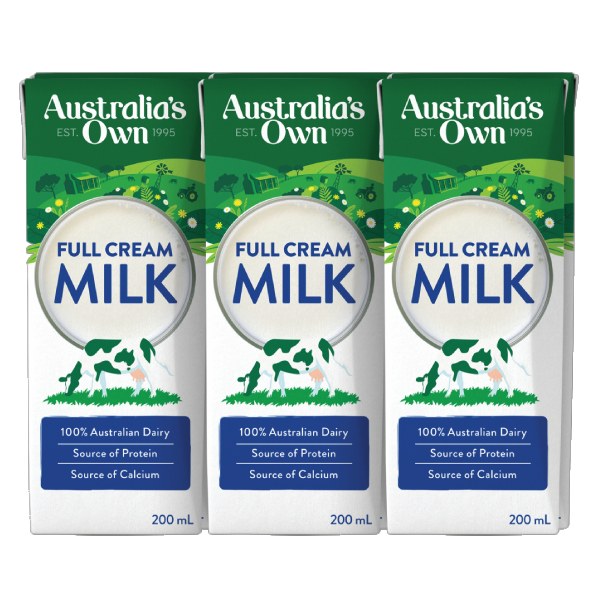 Lốc 3 Sữa Tươi Tiệt Trùng Australia's Own Nguyên Kem 200Ml