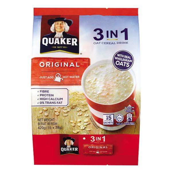 Thức Uống Yến Mạch Quaker 3in1 Original 15 Gói*28G